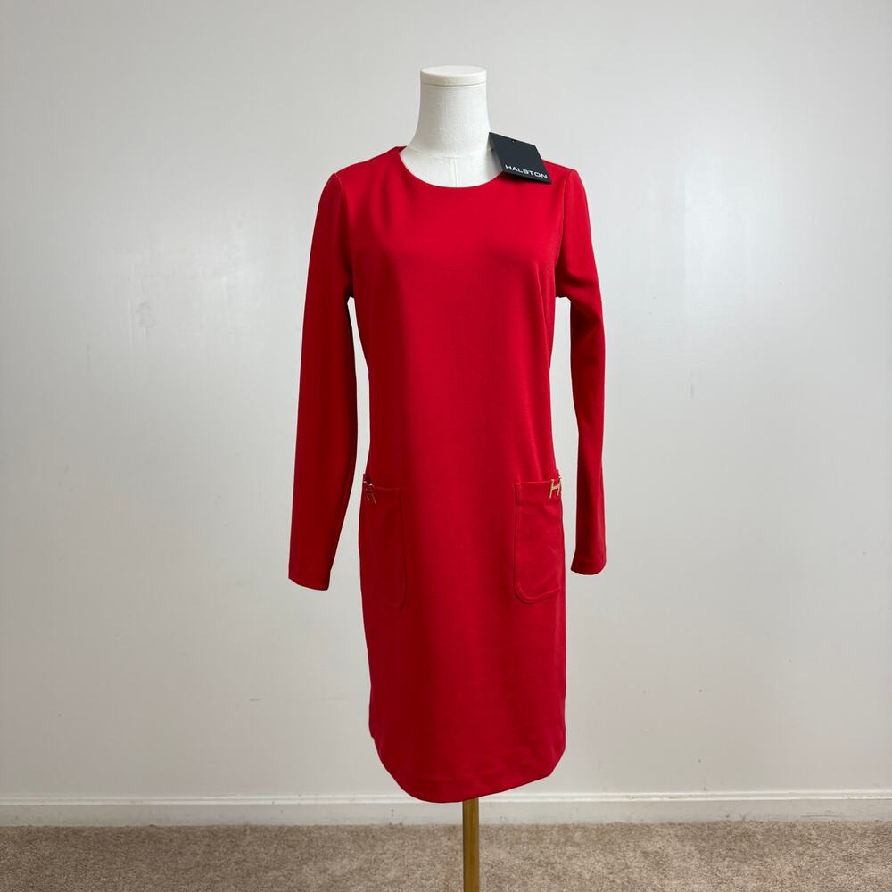 NWT HALSTON Woman’s Red Long Sleeve Shift Dress Red Size 6 $134